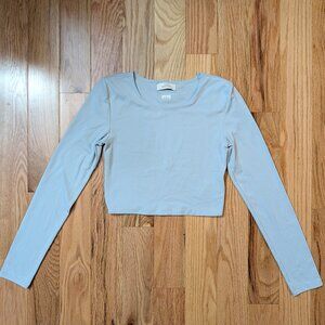 Babaton Aritzia Long Sleeve Contour Long Sleeve Crop Top Sz S Baby Blue Y2K